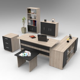 Hanah Home Vo17-Ob Conjunto de Muebles de Oficina Roble y Negro